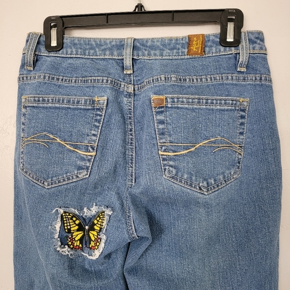 Aura by Wrangler Women's 4P Medium Wash Denim Embroidered Butterfly Jeans Y2K - Picture 4 of 8